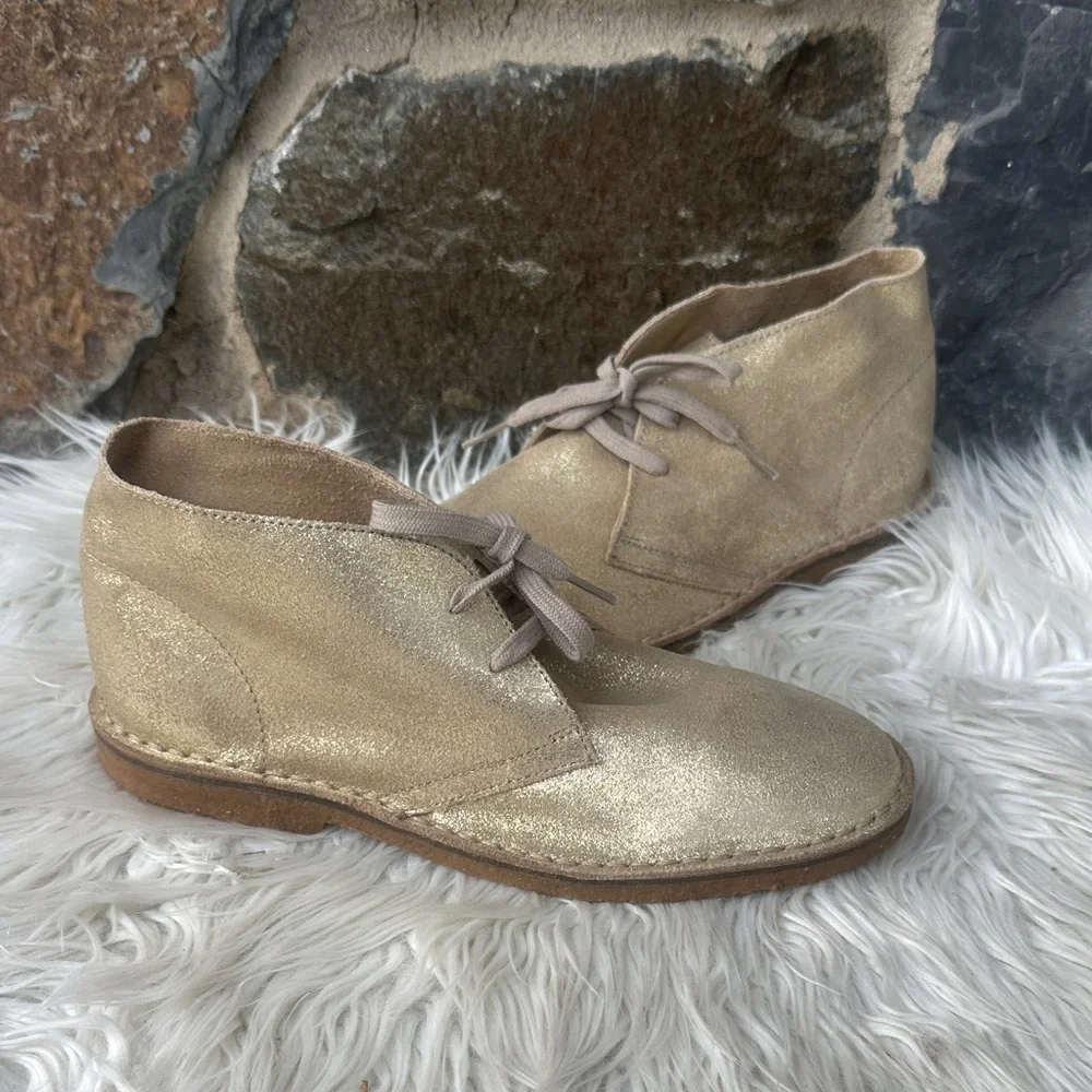 J.Crew MacAlister Ankle Chukka Boots in Metallic Gold Size 8